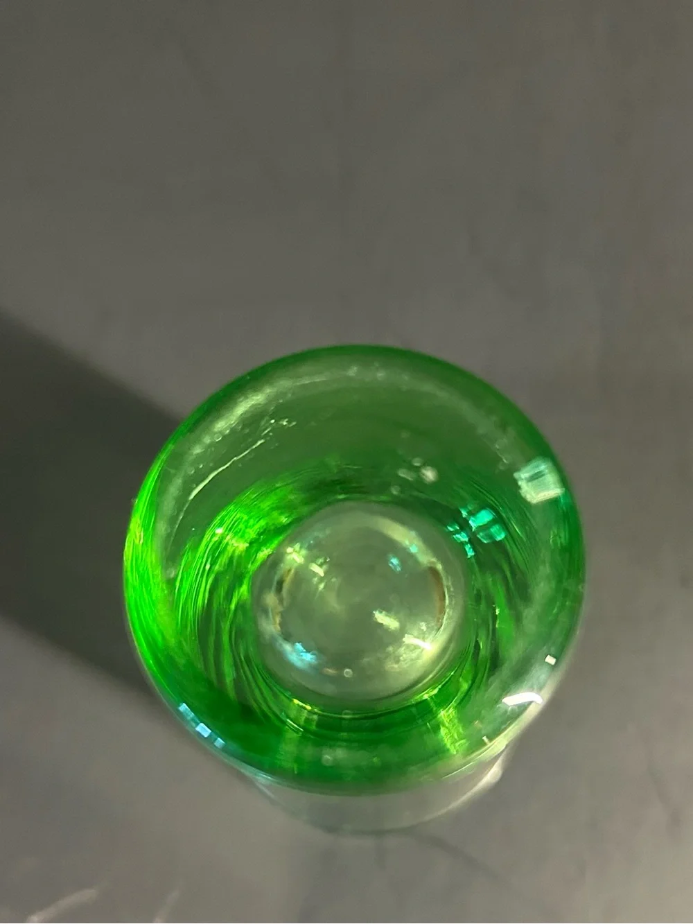 Uranium Green Glass Shot Glass 3”